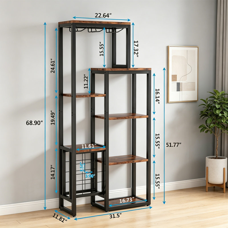 Wine Bottle & Glass Rack Black,Brown