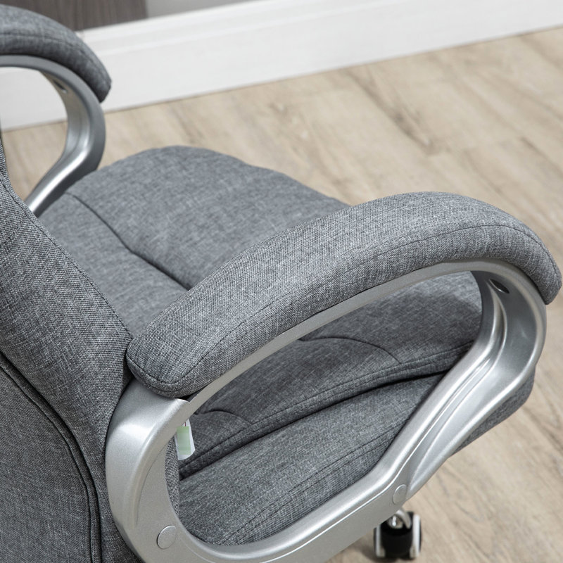 Grey Office Chair - Adjustable Height, Thick Padding Comfortable Computer With And Lumbar Relaxation In Seat Wide Relief Functionality Enhancement