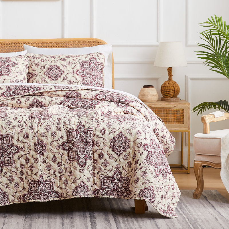 Ensemble de courtepointe légère surdimensionnée et facile d'entretien Persia par Southshore Fine Linens, Aubergine
