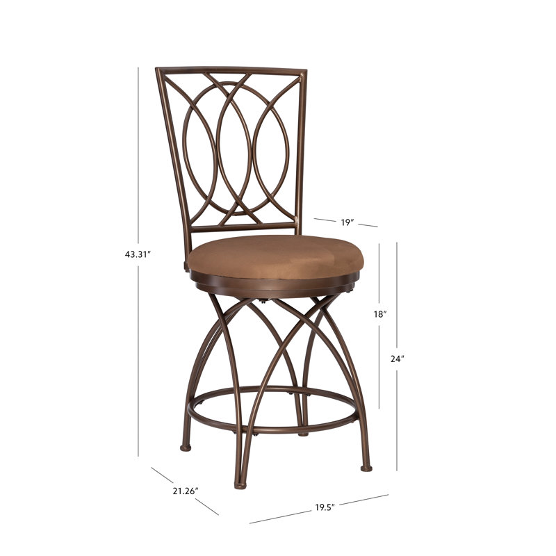 Sasun Swivel Upholstered Counter Stool with Metal Frame, Counter Stool (25" Seat Height)