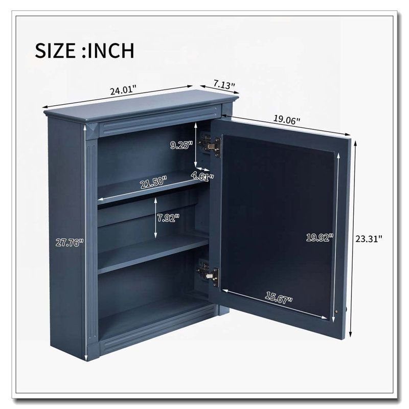 Armoire à pharmacie murale 24 po x 27 po, Bleu
