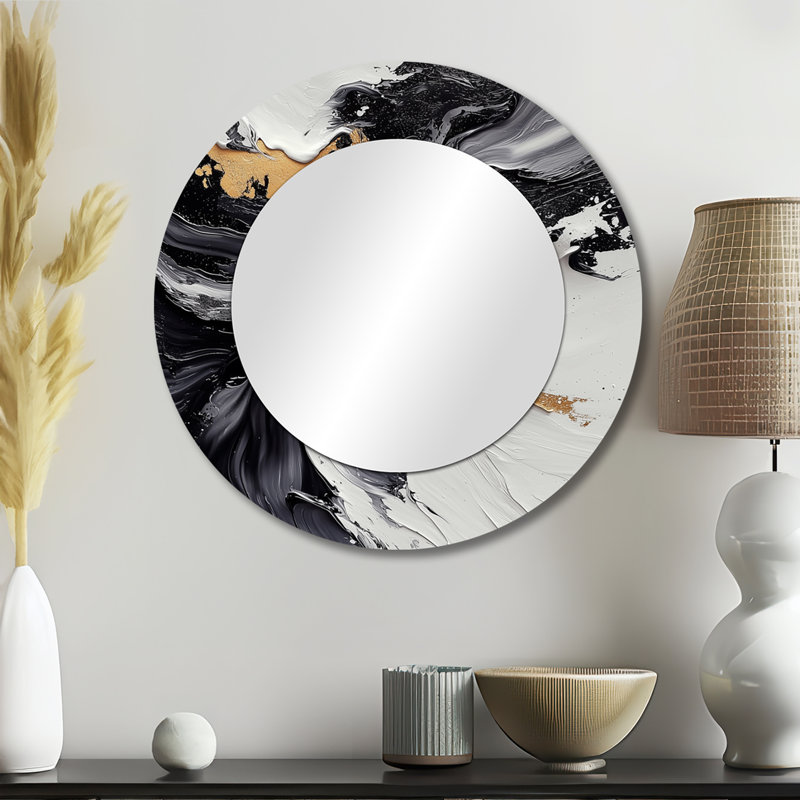 Abstract Perspective Of The Dark And The Light I - Modern Wall Mirror Art - Printed On Metal, 23" x 23"