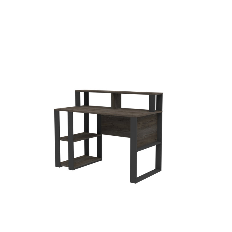 Bureau d'écriture à motif géométrique, Café foncé / anthracite