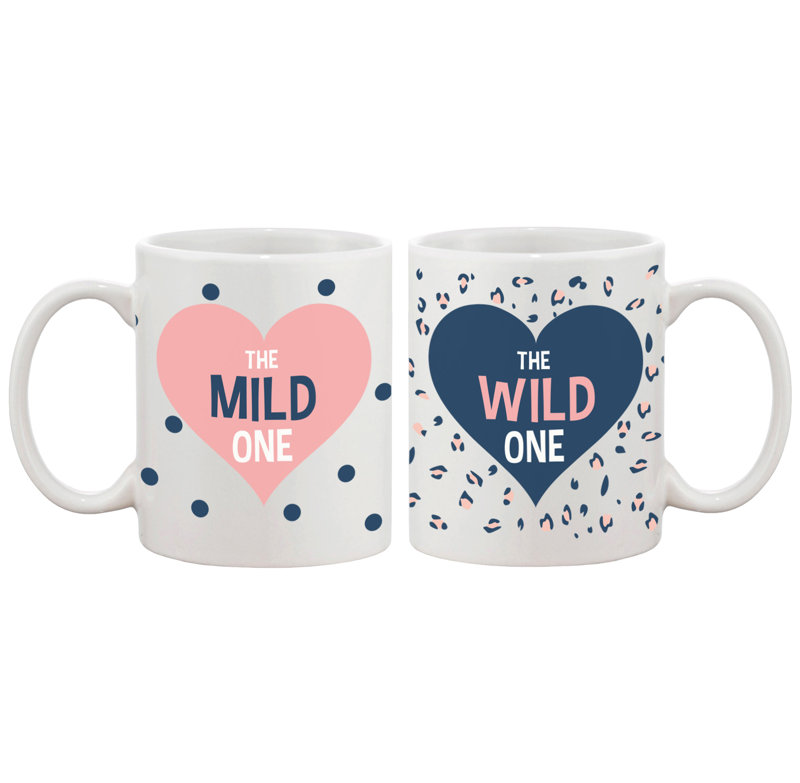White Ceramic Best Friend Mug Set with Heart Design