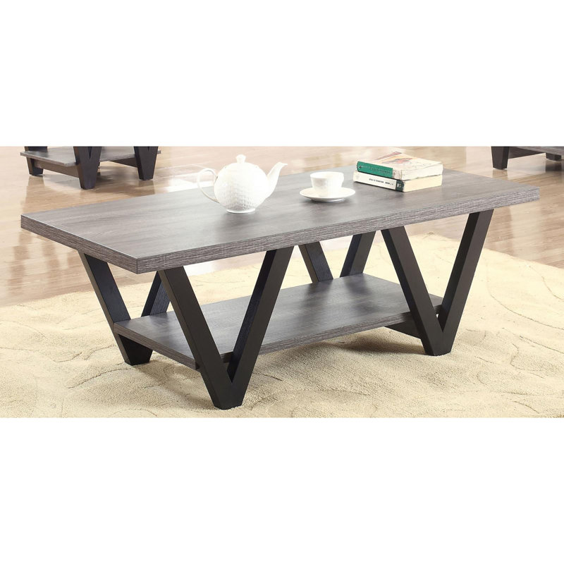 Table basse à pieds noirs et gris