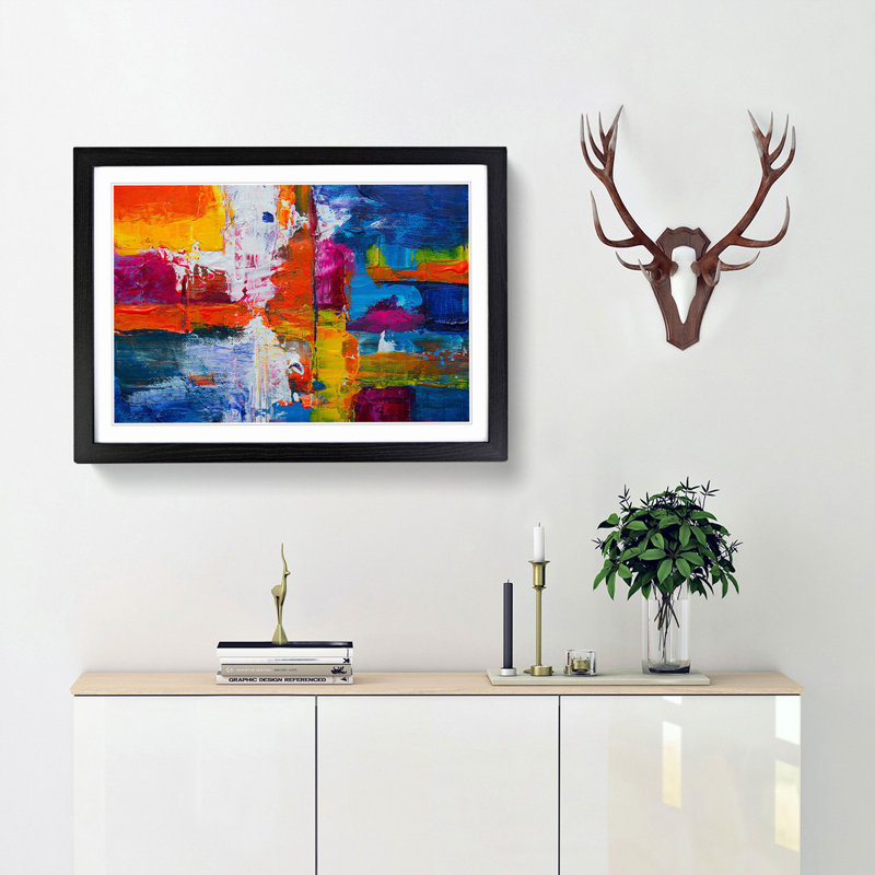 Abstract Art Painting Vol.443 by S.Johnson - Picture Frame Painting Print, 36cm H x 48cm W x 2cm D, Black Framed