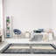 Tapis bleu marine / gris en polypropylène tissé à la machine-87093329