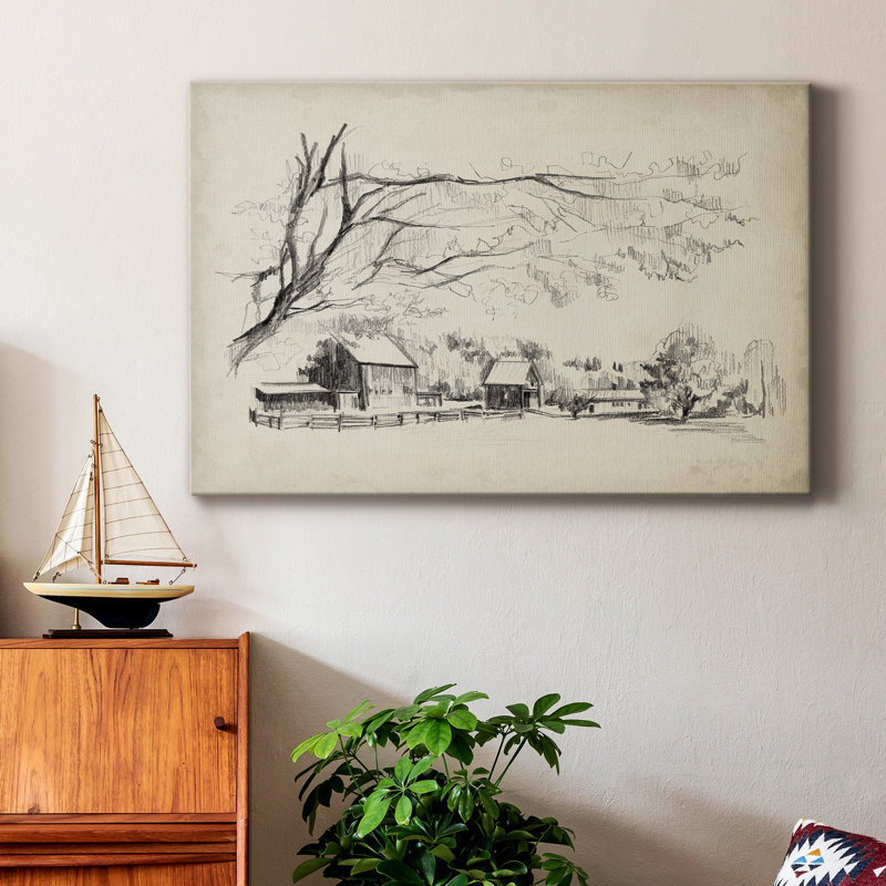 " Sketched Barn View I ", 32" H x 48" W x 1" D