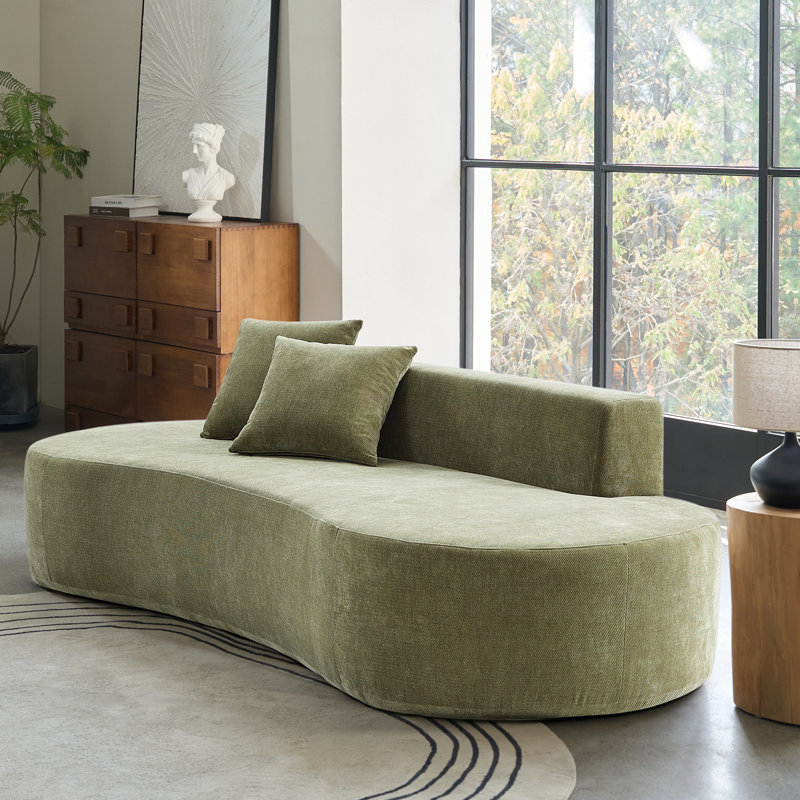 Canapé à compression haute densité 94 po avec 2 coussins Nerio, Olive