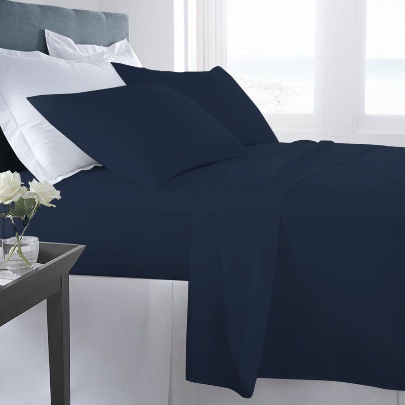 Ensemble de draps en microfibre Adrian Lewis, Ensemble de drap pour lit très grand avec drap-ho, Denim