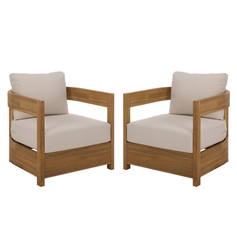 Ensemble de 2 fauteuils Burt, Ivory, Oak