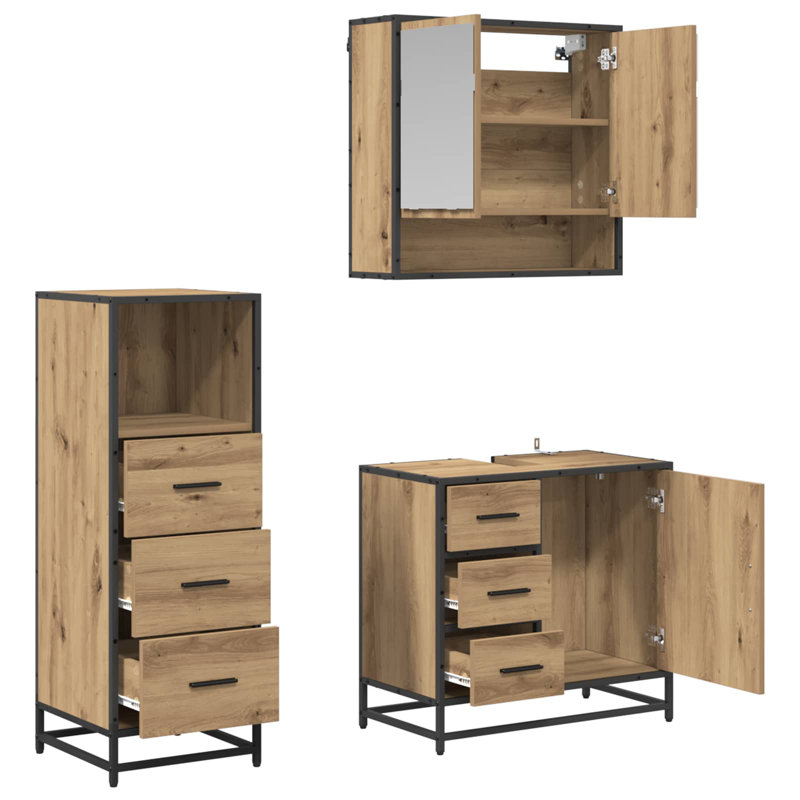 Vanity & Mirror Set, Artisan Oak
