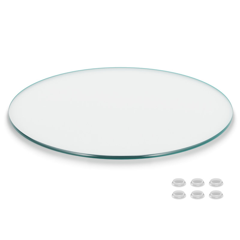 Plateau de table rond en verre trempé, H 0,25 po x l 48 po x P 48 po