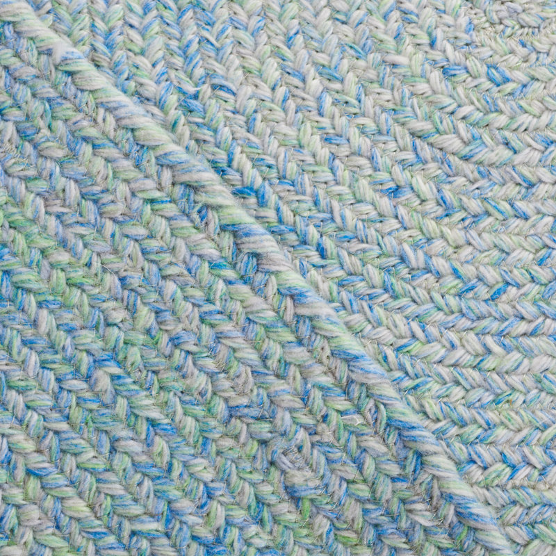 Tapis rond en polyester tissé à la main vert / bleu Kylis, Rond 5 pi
