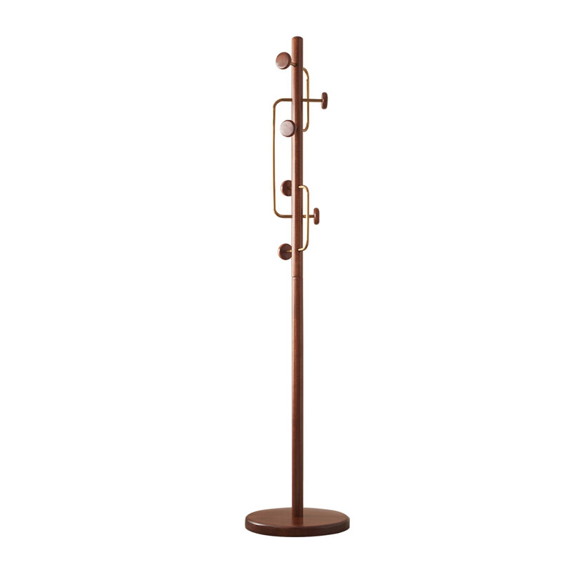 Portemanteau moderne autoportant avec base en bois massif et structure en métal