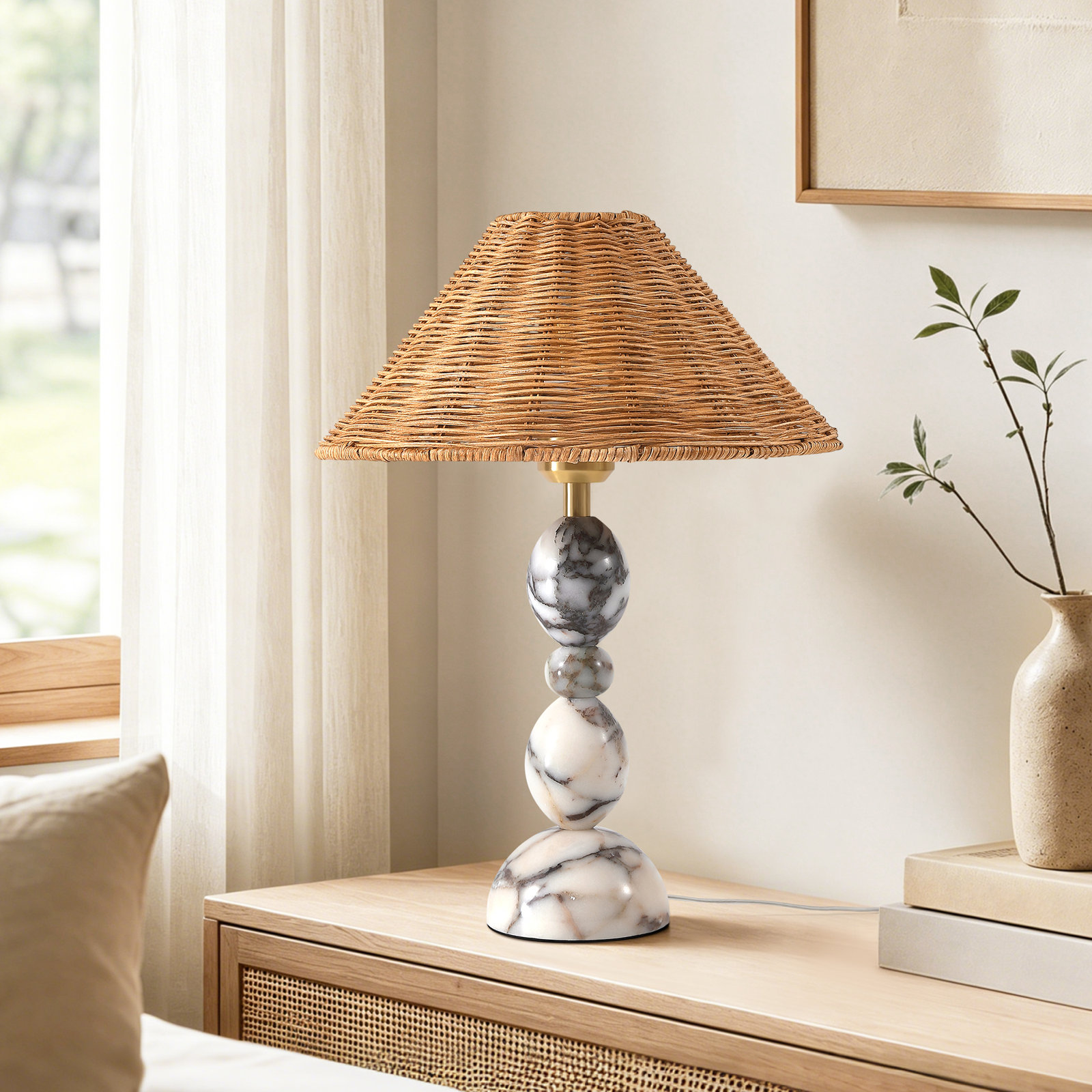 16" Sculpted Marble Table Lamp