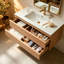 Meuble-lavabo mural flottant simple 36 po avec évier intégré en céramique, contreplaqué de noyer naturel et tiroirs à fermeture en douceur