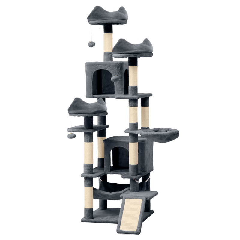 Tour pour arbre à chat à niveaux multiples 74,8 po, Gris foncé