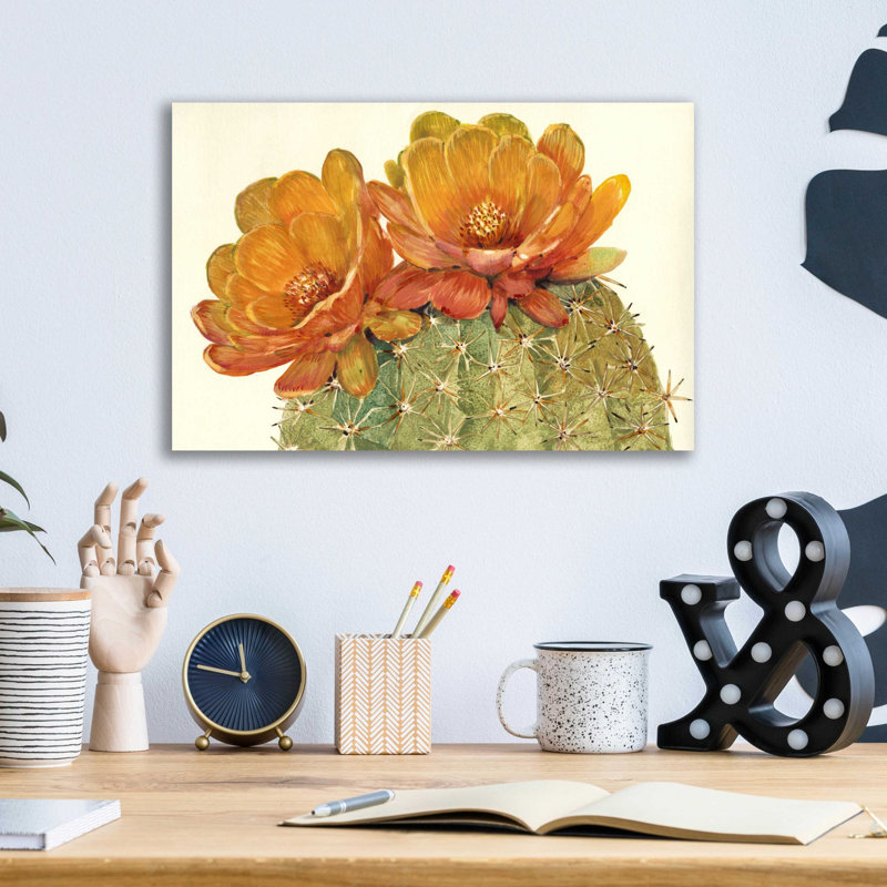 Art mural en verre épique «Cactus Blossoms II» par Tim O'Toole, H 12 po x l 16 po x P 0,13 po