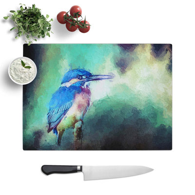 Tempered Glass the Kingfisher Bird Looking West in Abstract Chopping Board