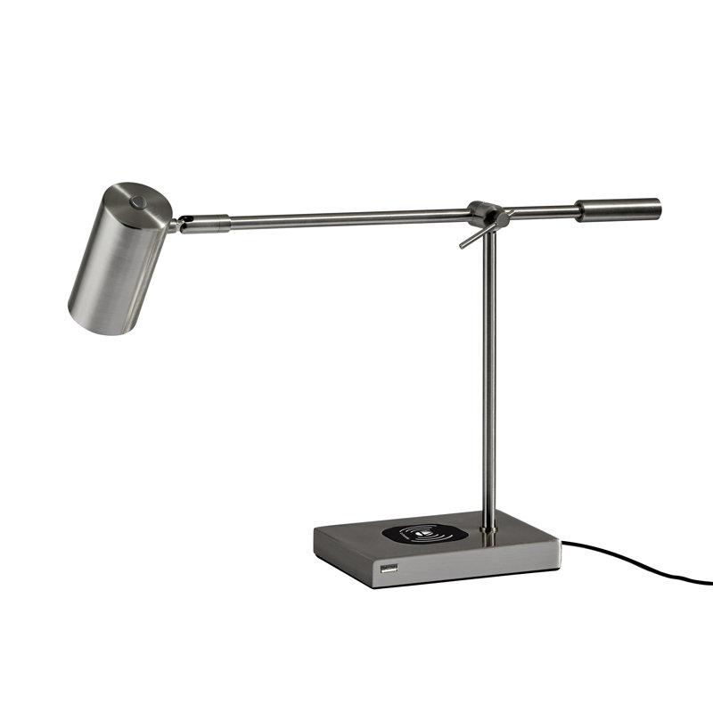Allesandro Adjustable Metal USB Desk Lamp, Brushed Steel