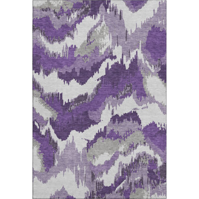 Premium Machine Washable Prisco Purple Rug