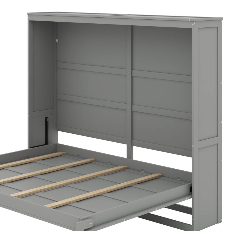 Lit escamotable double pleine grandeur, Gris, Double