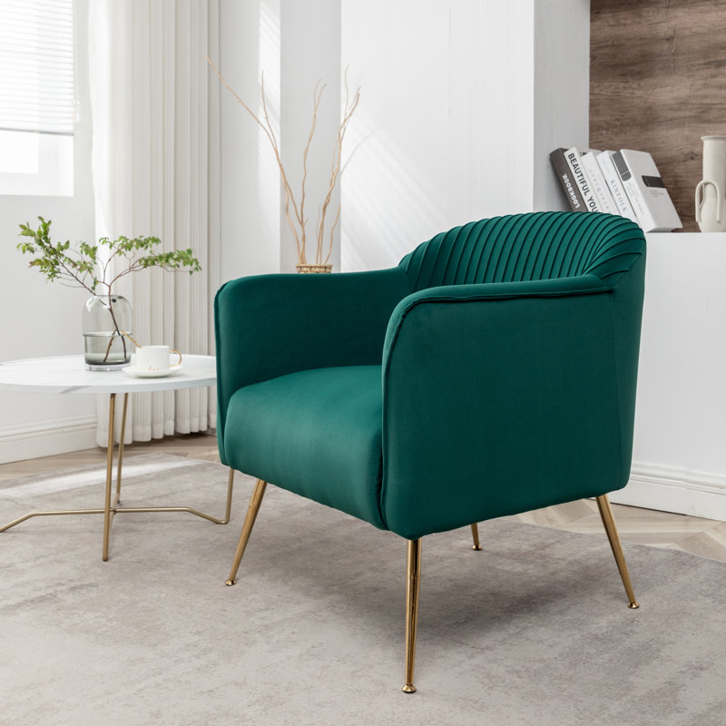 Raziye Velvet Barrel Chair, Green