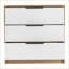 Commodes, commode 3 tiroirs moderne H 27 po x l 27,5 po | Blanc / chêne clair | Multicolore | Panneau de particules-1965160573