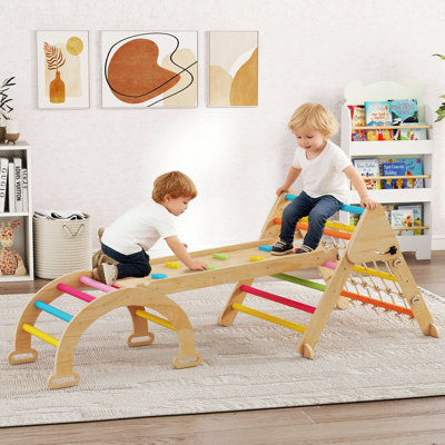 AIYAPLAY 8-in-1 Climbing Frame for Toddlers Ages 1.5-4 Years Multicoloured