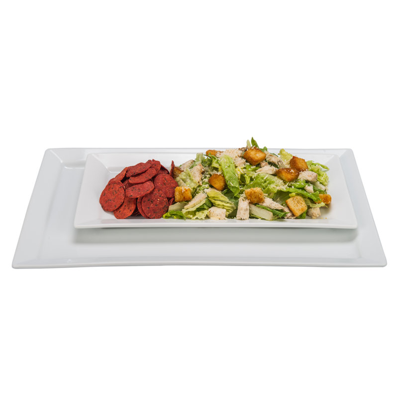 White Ceramic Rectangular Serving Platter, 14 Inches