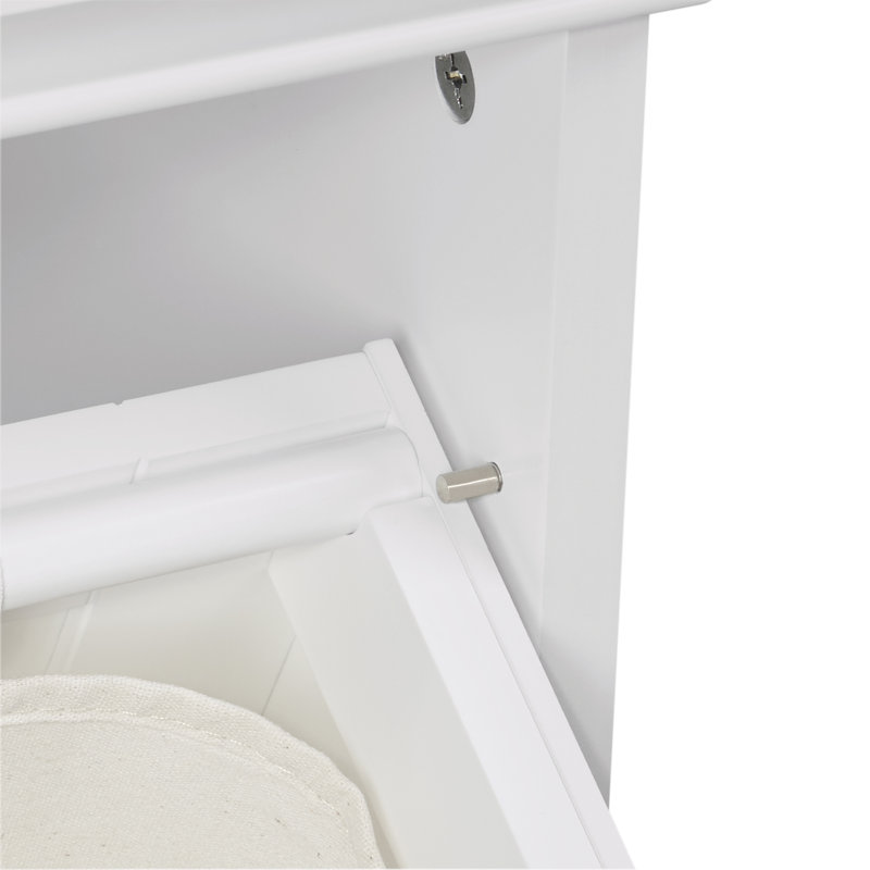 White MDF Tilt-Out Laundry Hamper Cabinet with Removable Bag