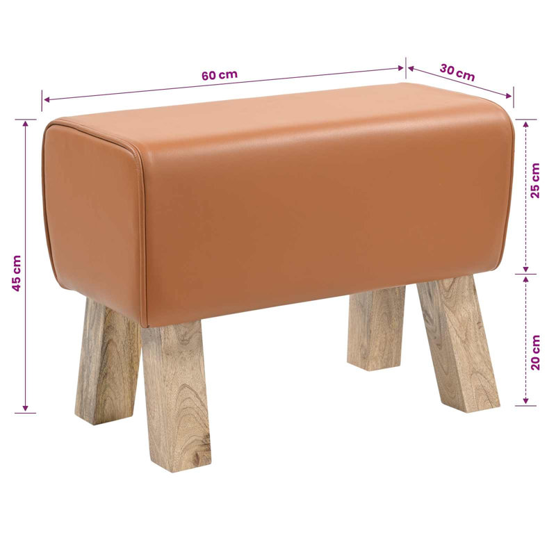 Upholstered Bench, 45cm H x 60cm L x 30cm D, Brown