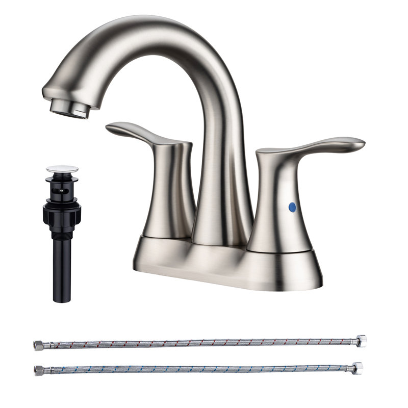 Centerset 2-handle Bathroom Faucet with Drain Assembly, Brushed Nickel