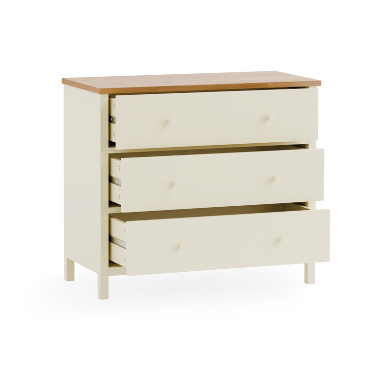 Marmarth 84cm W 3 - Drawer Chest of Drawers, Ivory/Brown