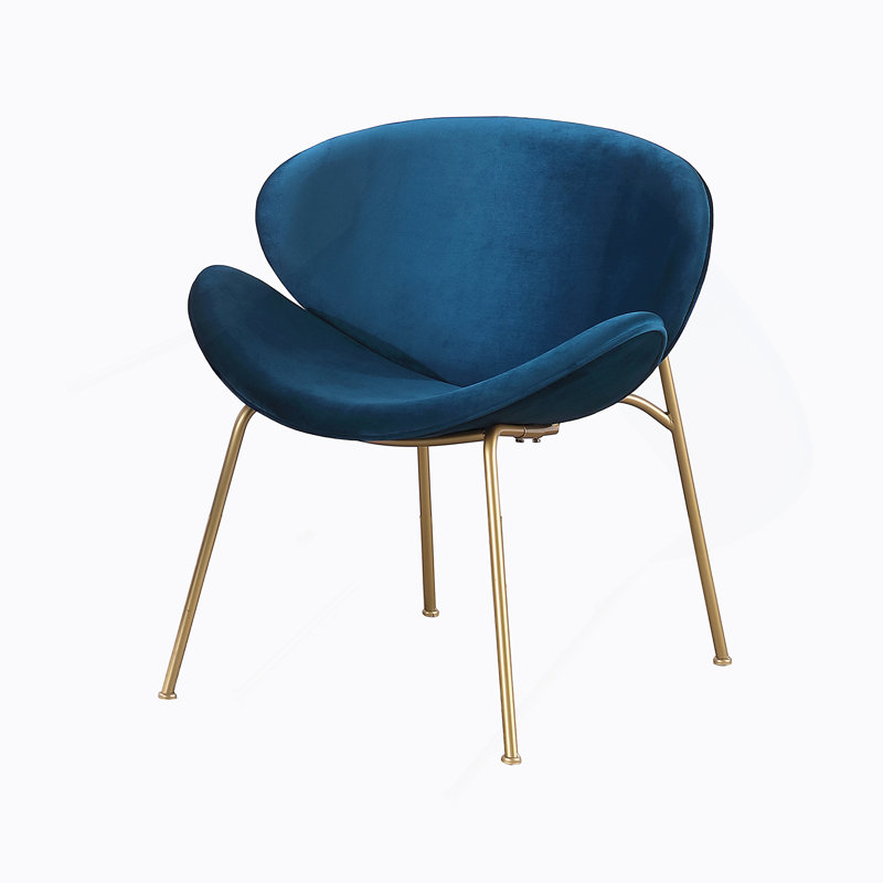 Chaises de salle à manger en velours, chaises de salon rembourrées avec pieds en métal doré, Bleu