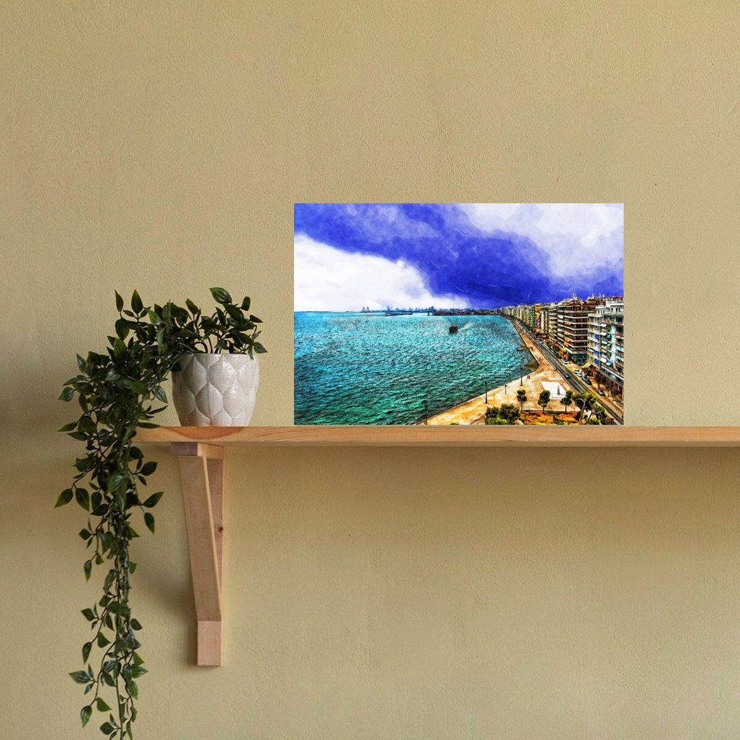 Stormy City Coast Dramatic Vibrant Abstract City Coastal Wall Art Print