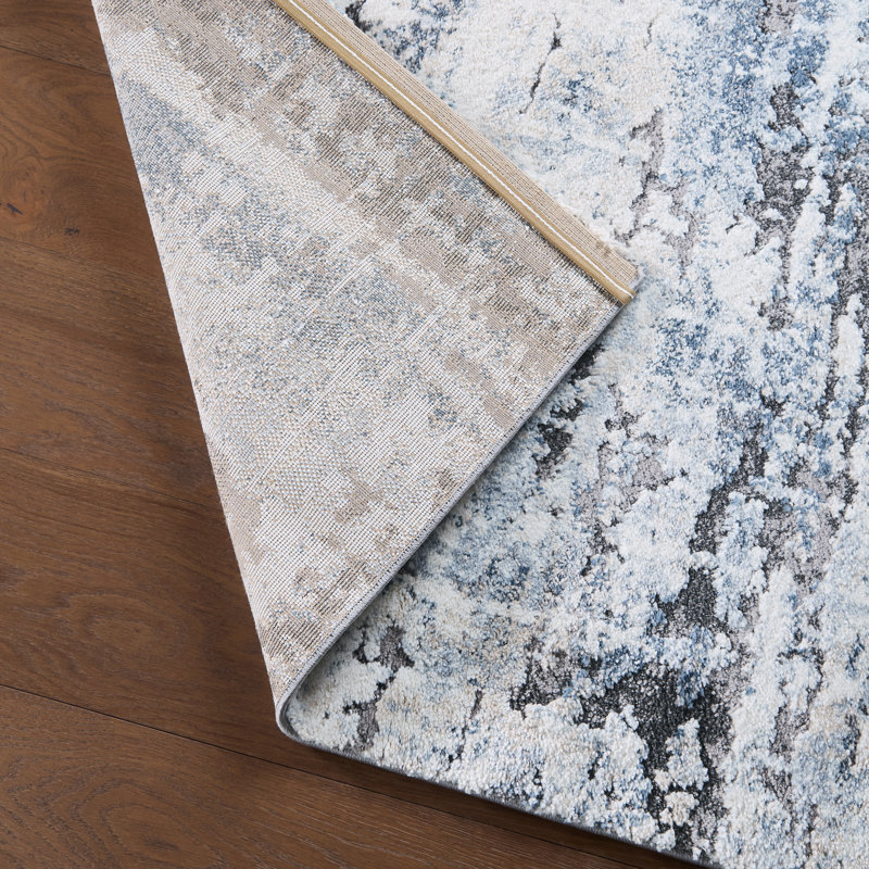 Tapis Gerwar abstrait bleu/gris (13'X18'), Rectangle 13' x 18'