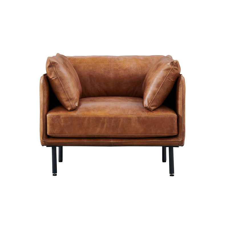 Fauteuil industriel moderne Venezia, Cuir véritable brun clair