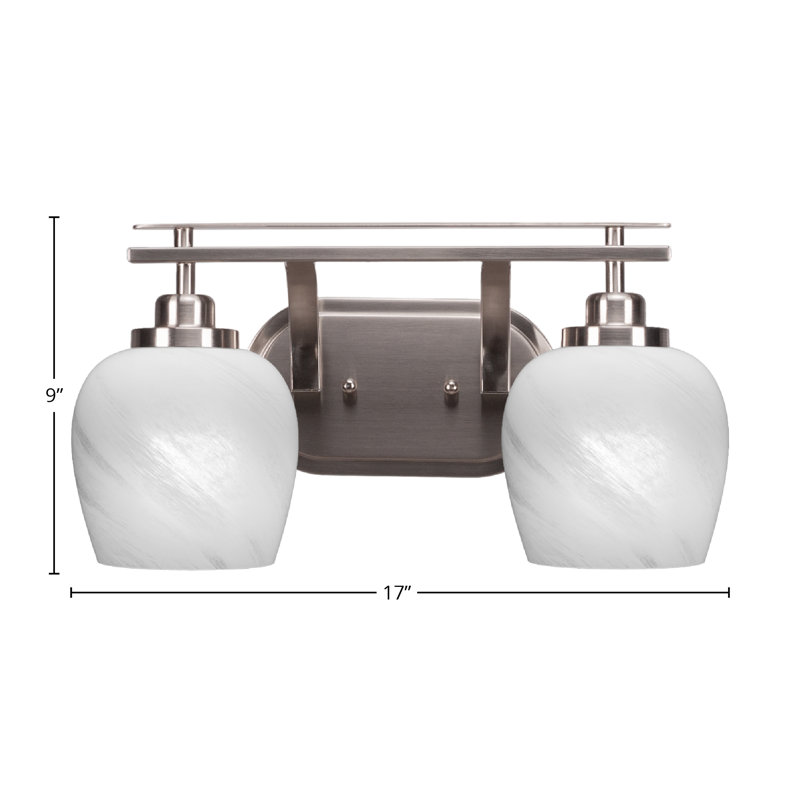 Alirra 2 Light Bath Bar Shown With 6" Glass, Brushed Nickel, White