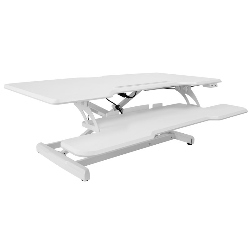 White Electric Adjustable Standing Desk Converter with Keyboard Tray