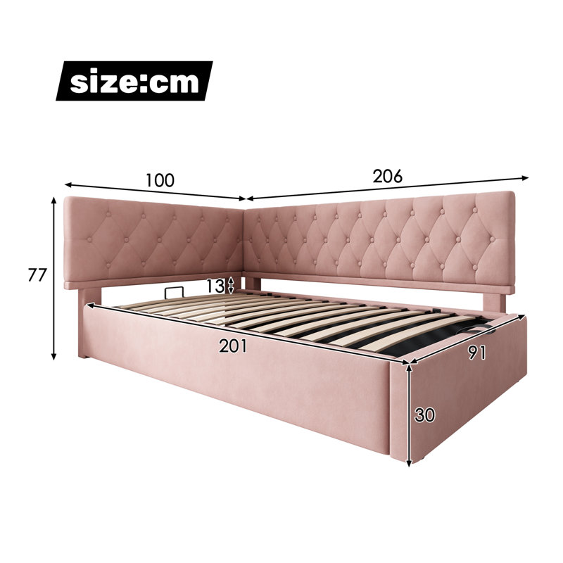 Upholstered Daybed, Pink