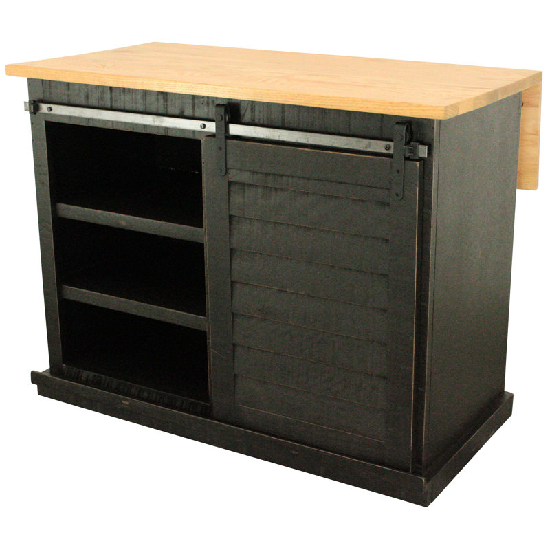 Crugers Kitchen Island, Rustic Antique Black