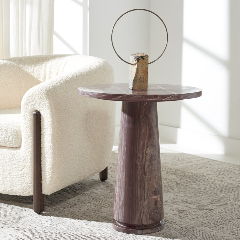 Daktari Marble End Table, Maroon