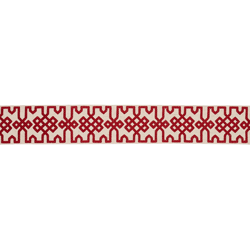 Knotted Trellis Tape , Crimson/Unbleached