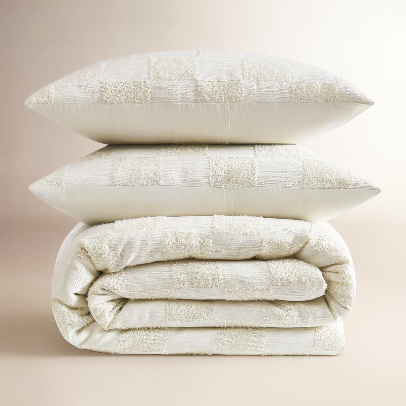 Ensemble d'édredon Lora, Édredon pour grand lit + 2 taies décoratives, Crème, crème