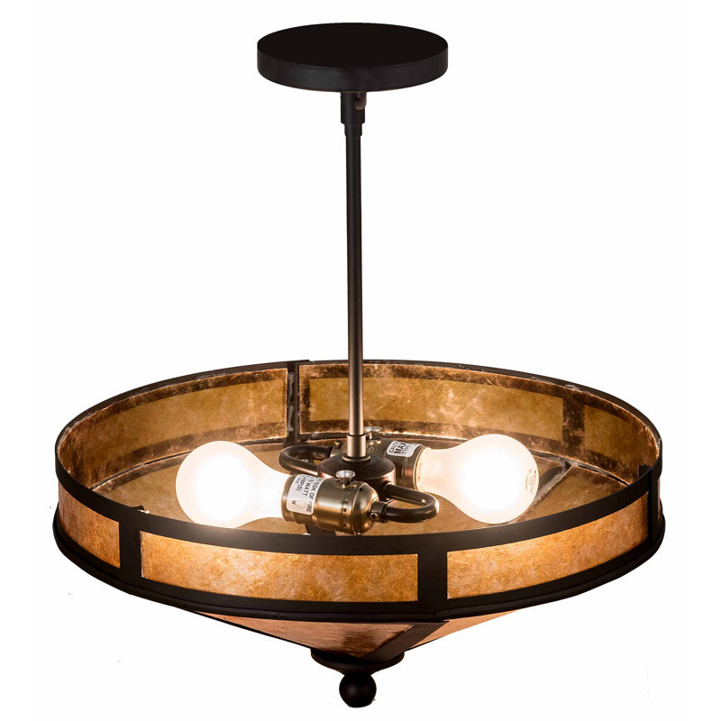 Plafonnier semi-encastré 2 lumières unique Yearby, H 18 po x l 15,75 po x P 15,75 po, Bronze huilé