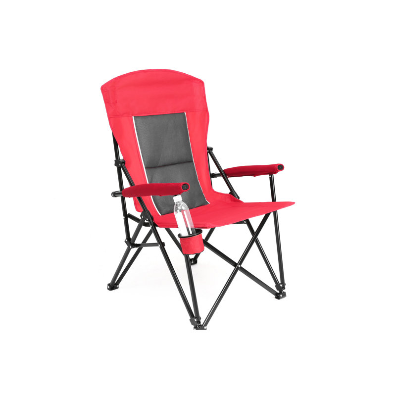 Comfortable Red Lawn Chair With Cup Holder, 250Lbs Bearing, Bigger & Wider For Camping, Outdoor, Garden Outdoor Max Load, Patio Use