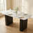 Solorzano 55" Glass Dining Table Set For 4, Modern Kitchen Table With Faux Marble Top And Metal Base, PU Leather Chairs With Metal Legs, 5-Piece Kitchen Set For Home, White & White & Black-125525165-125525167-125525170