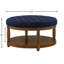 Grande table basse ronde avec repose-pieds rembourré en lin et grand repose-pieds avec rangement en bois-874731832-873241769